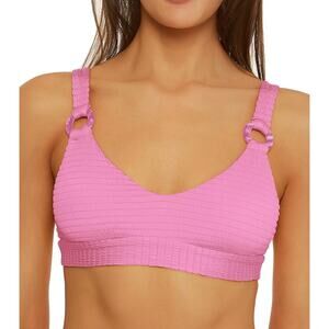 Isabella Rose Maza Textured Bikini Top Bralette Style Bubblegum Pink Size Small